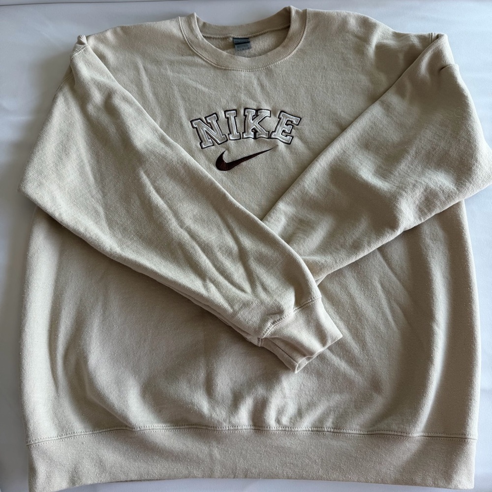 Homemade Nike Beige Crewneck Sweater